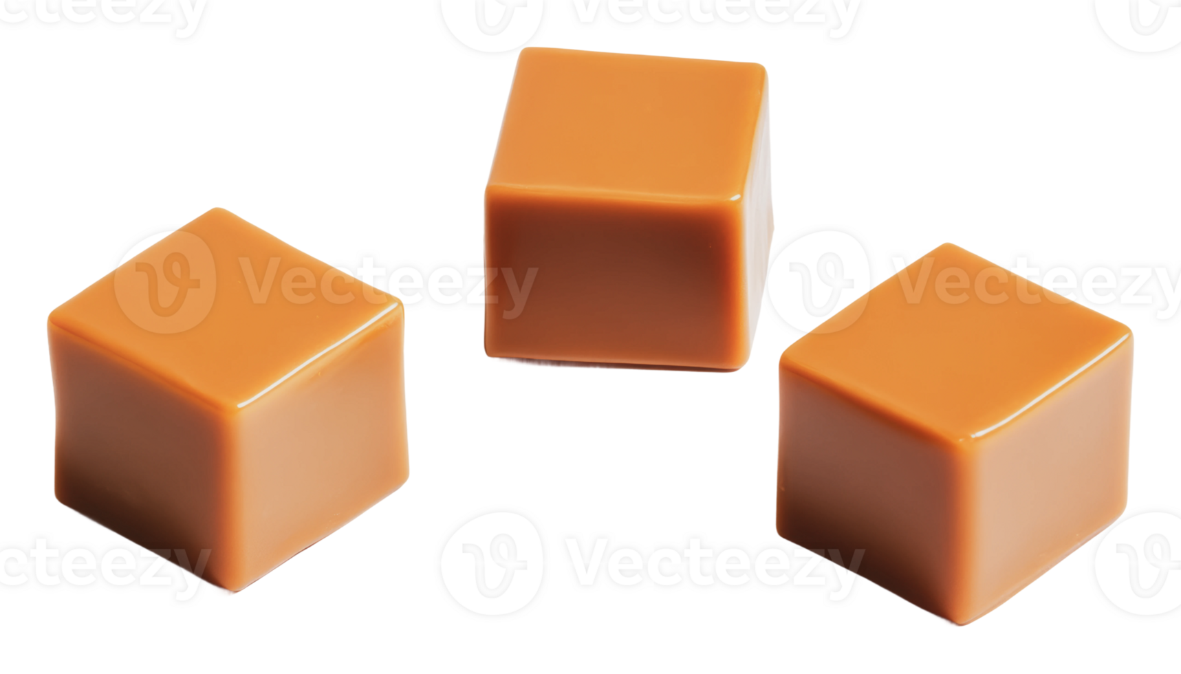 Three caramel candies on a white background png