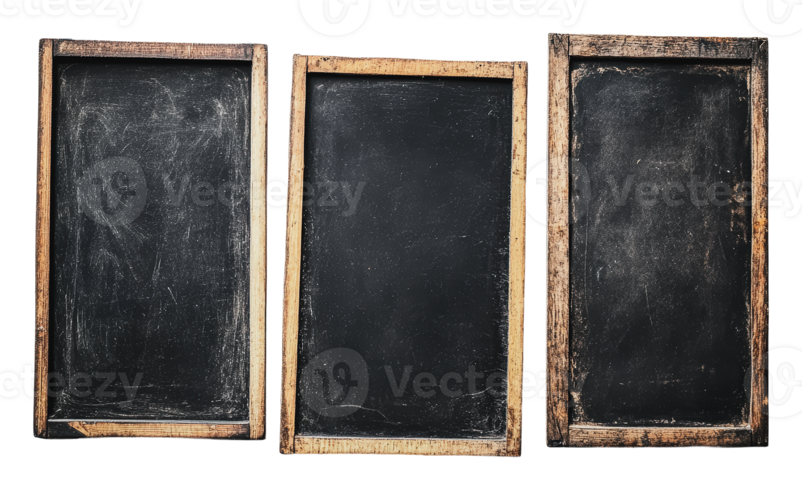 Three empty chalkboards for creative expression png