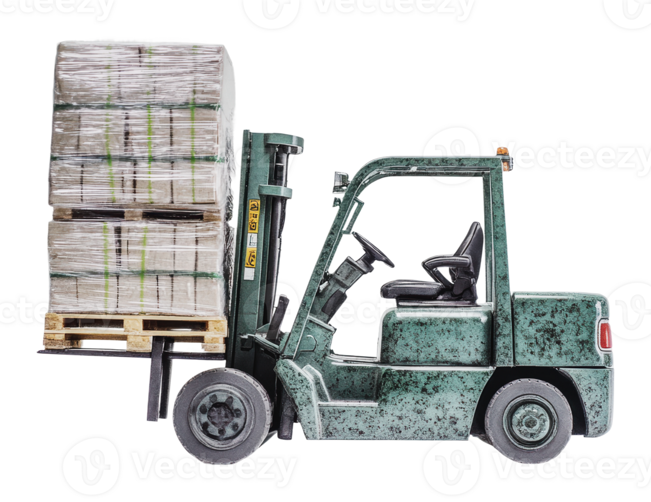 Forklift lifting pallets loaded with materials png