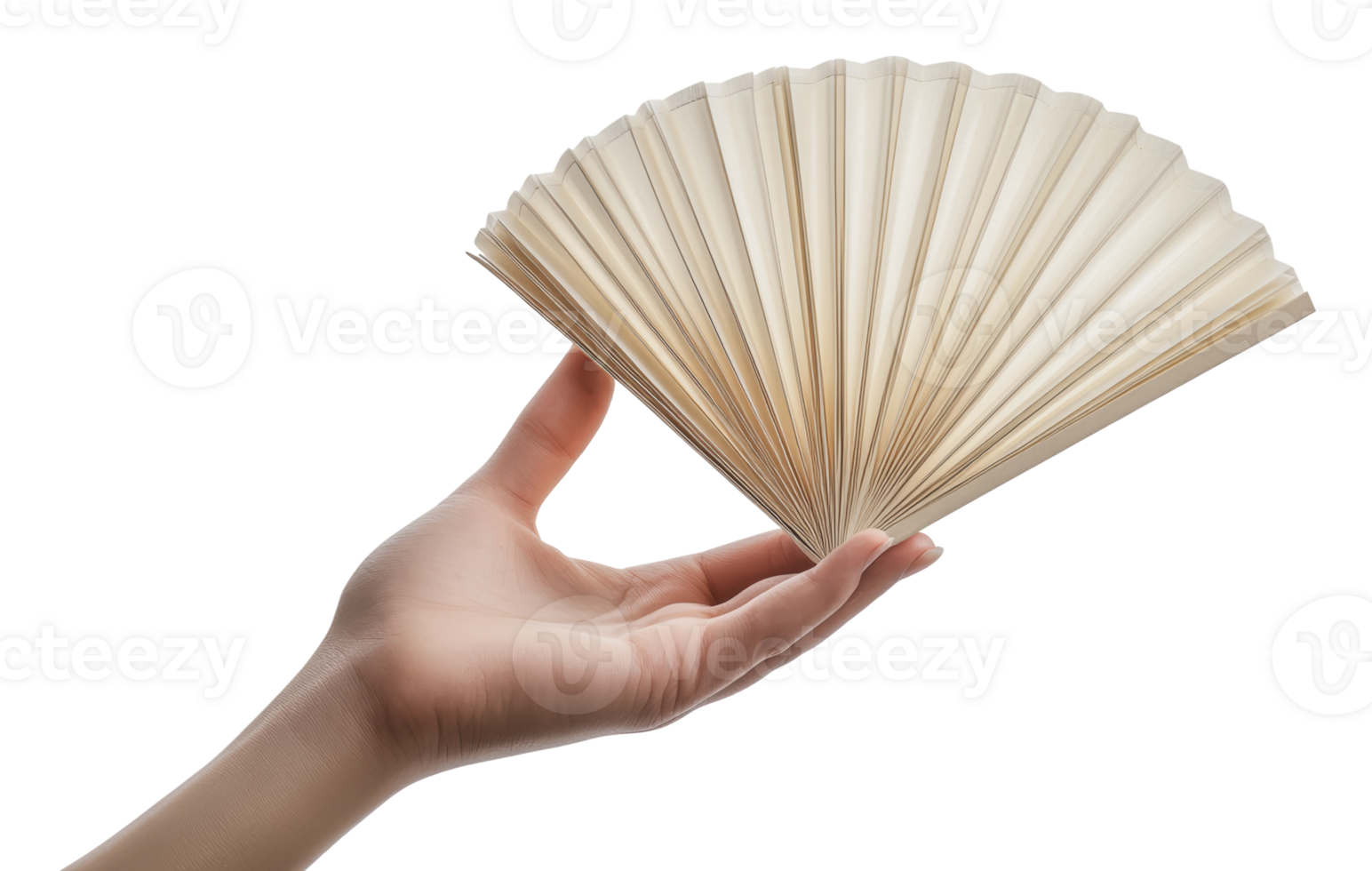 Elegant hand holding a decorative fan png