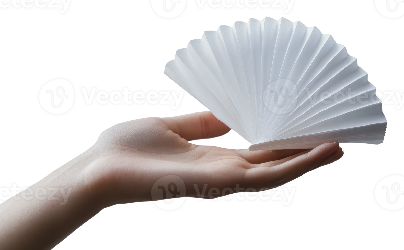 Hand with a white paper fan png