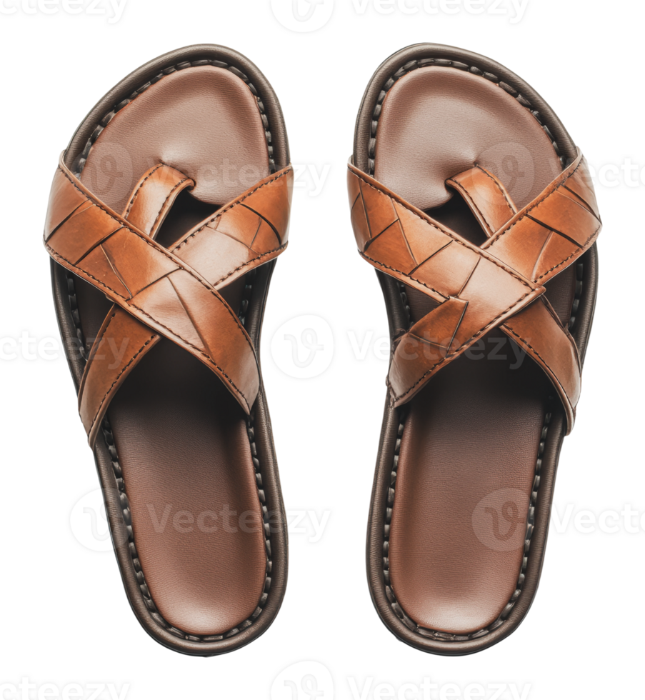 Stylish brown leather sandals for casual wear png