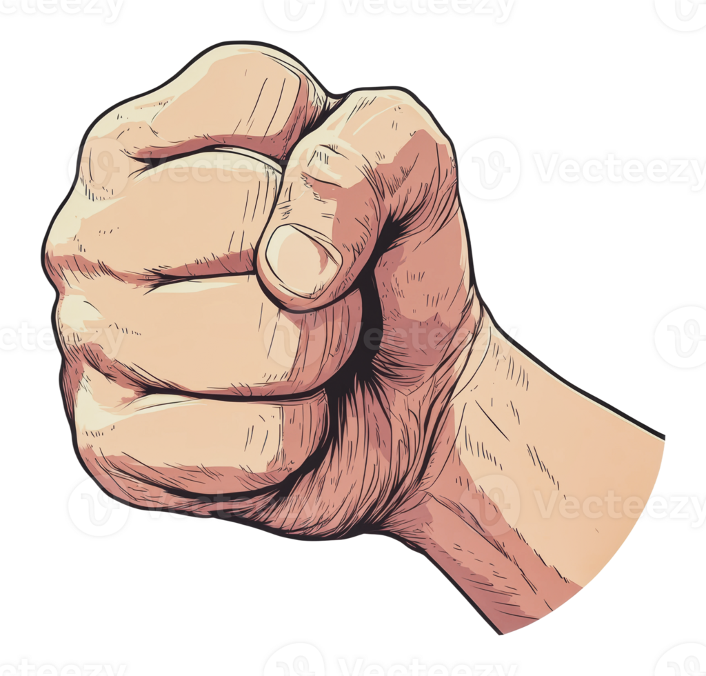 Fist clenched in strength and resolve png