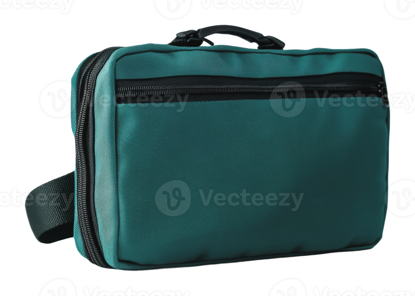 Stylish teal bag with zipper for everyday use png
