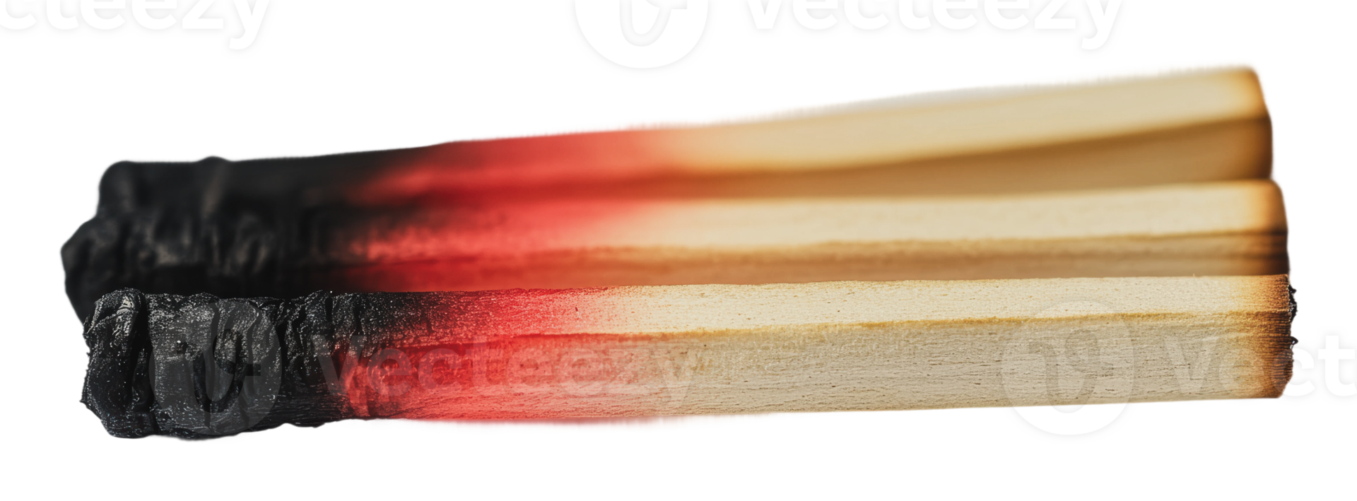 Burnt matches with striking surfaces in close view png