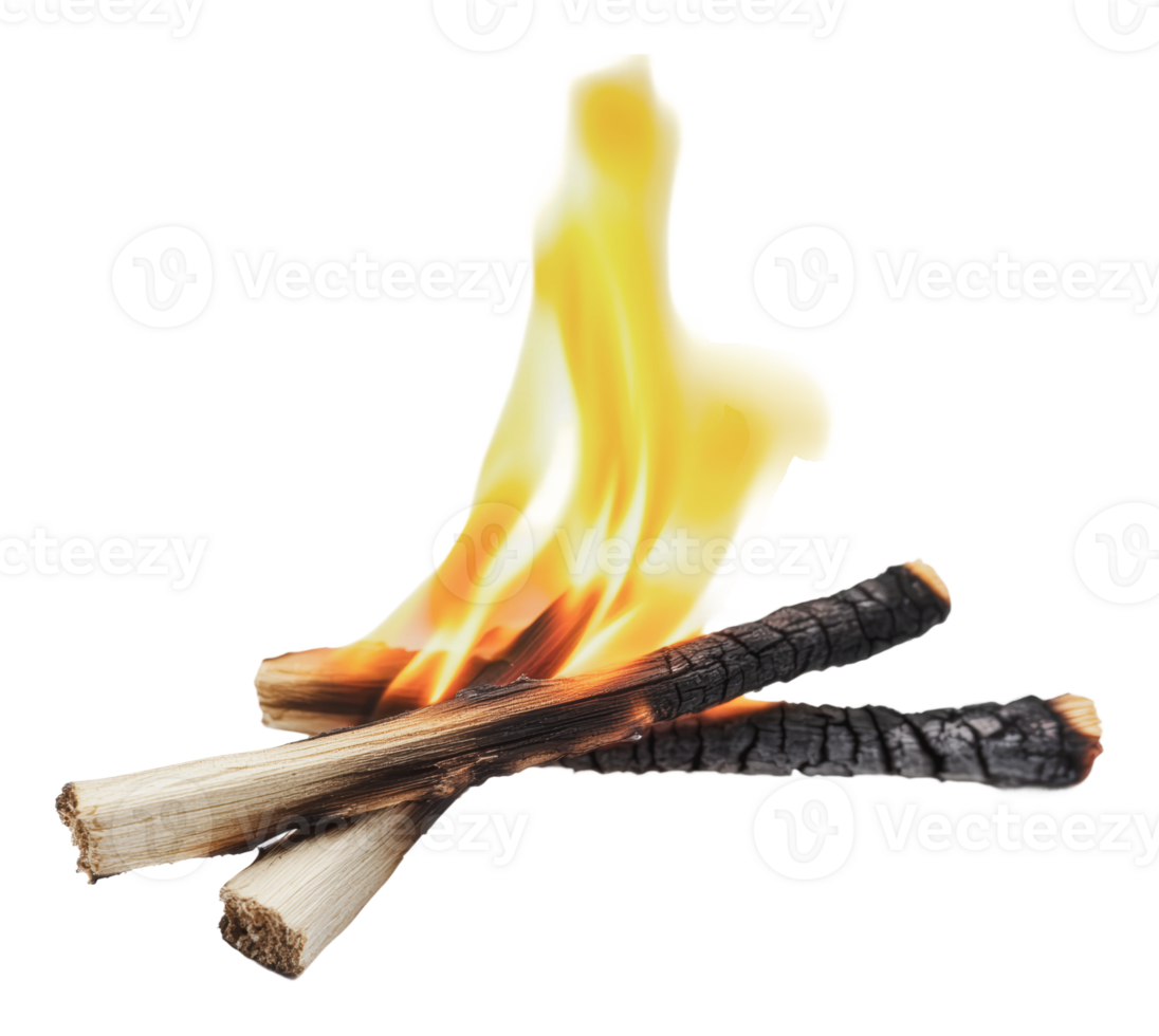 Burning wood sticks creating warmth and light png