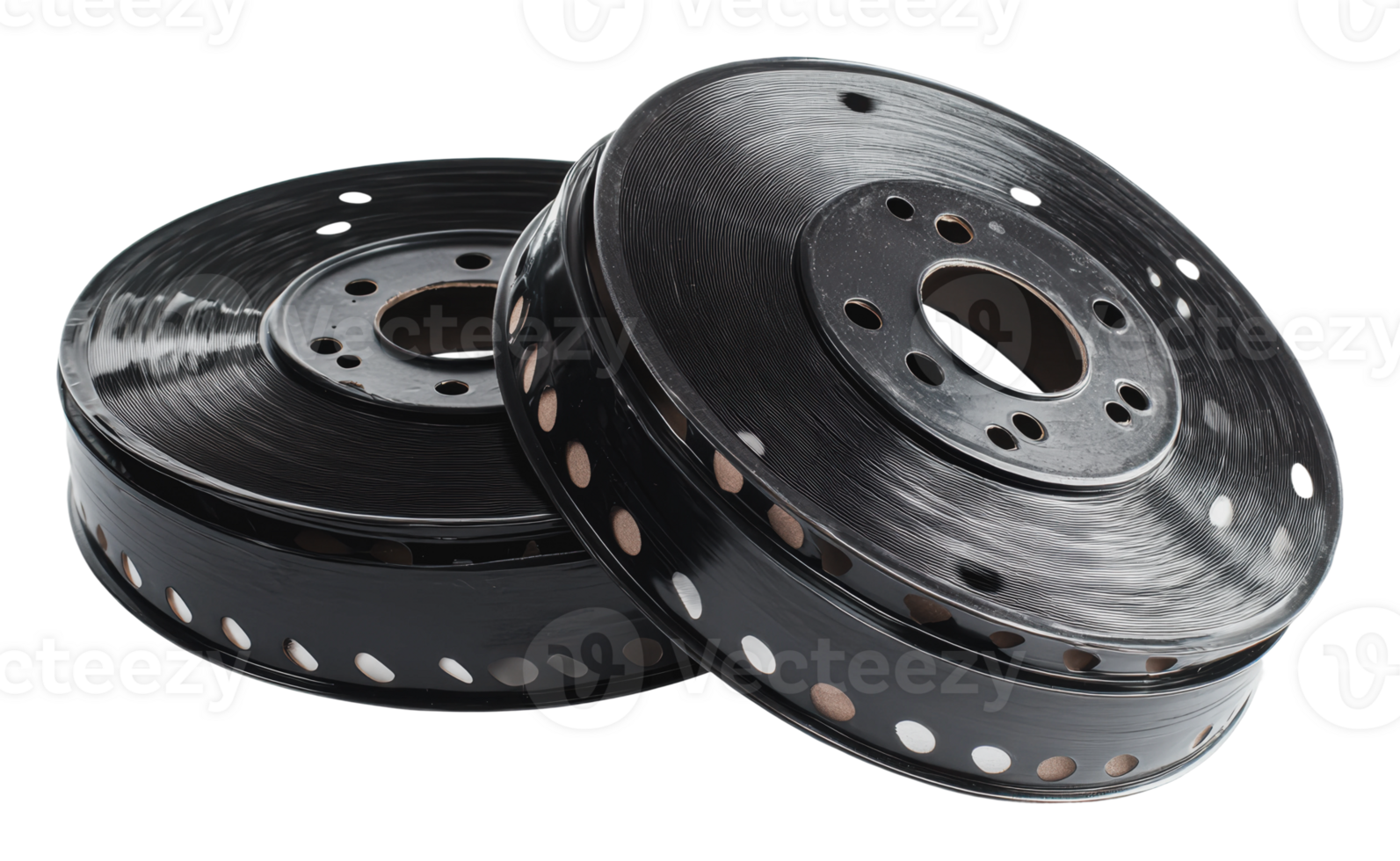 Vintage film reels used in movie production png