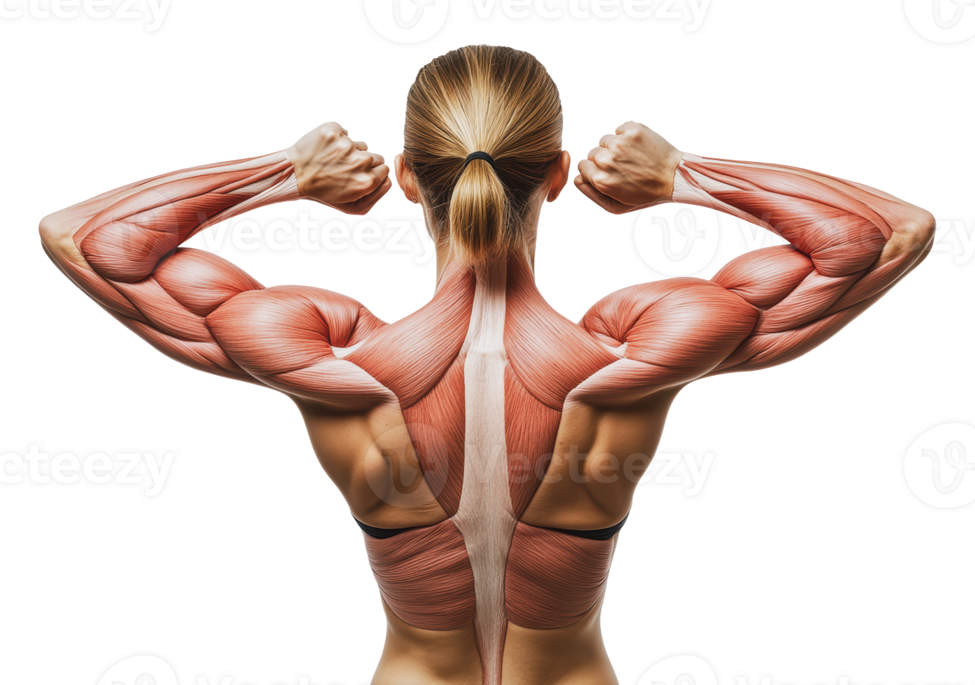 Detailed view of human muscle anatomy in action png