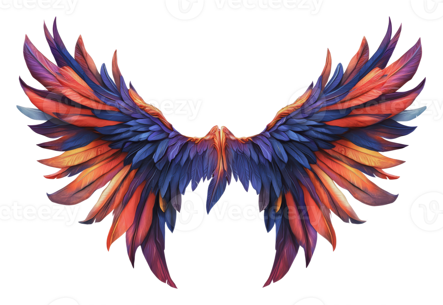 Colorful wings display vibrant feathers in harmony png