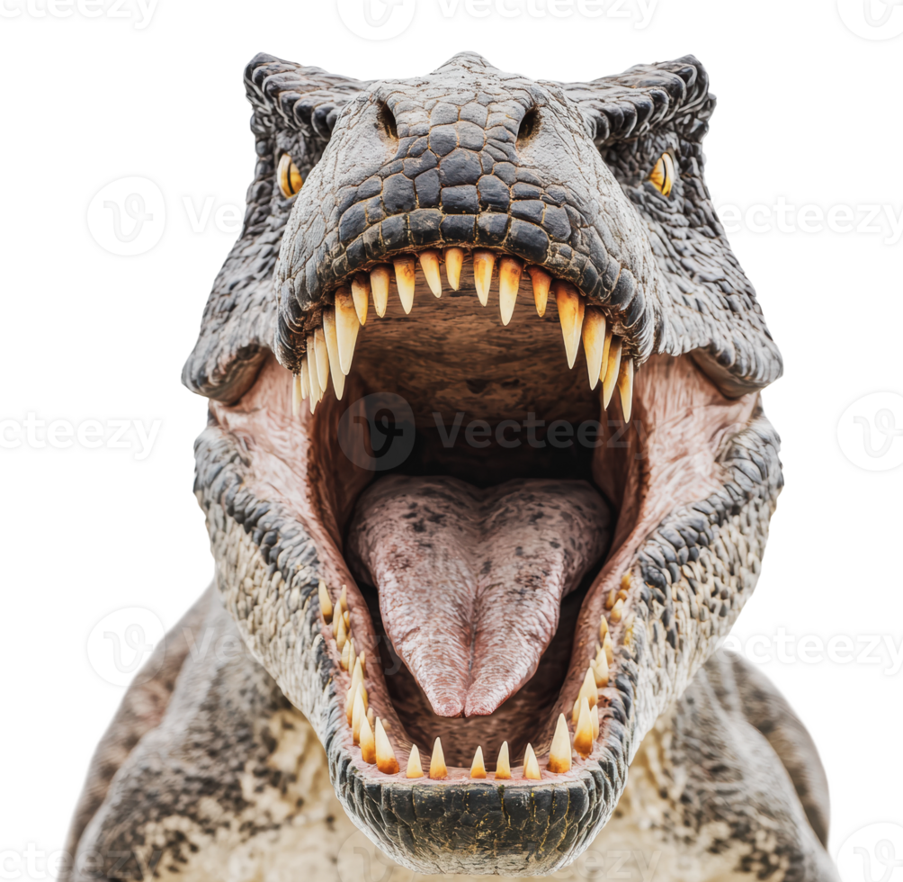 Dinosaur head sculpture showcases lifelike details png