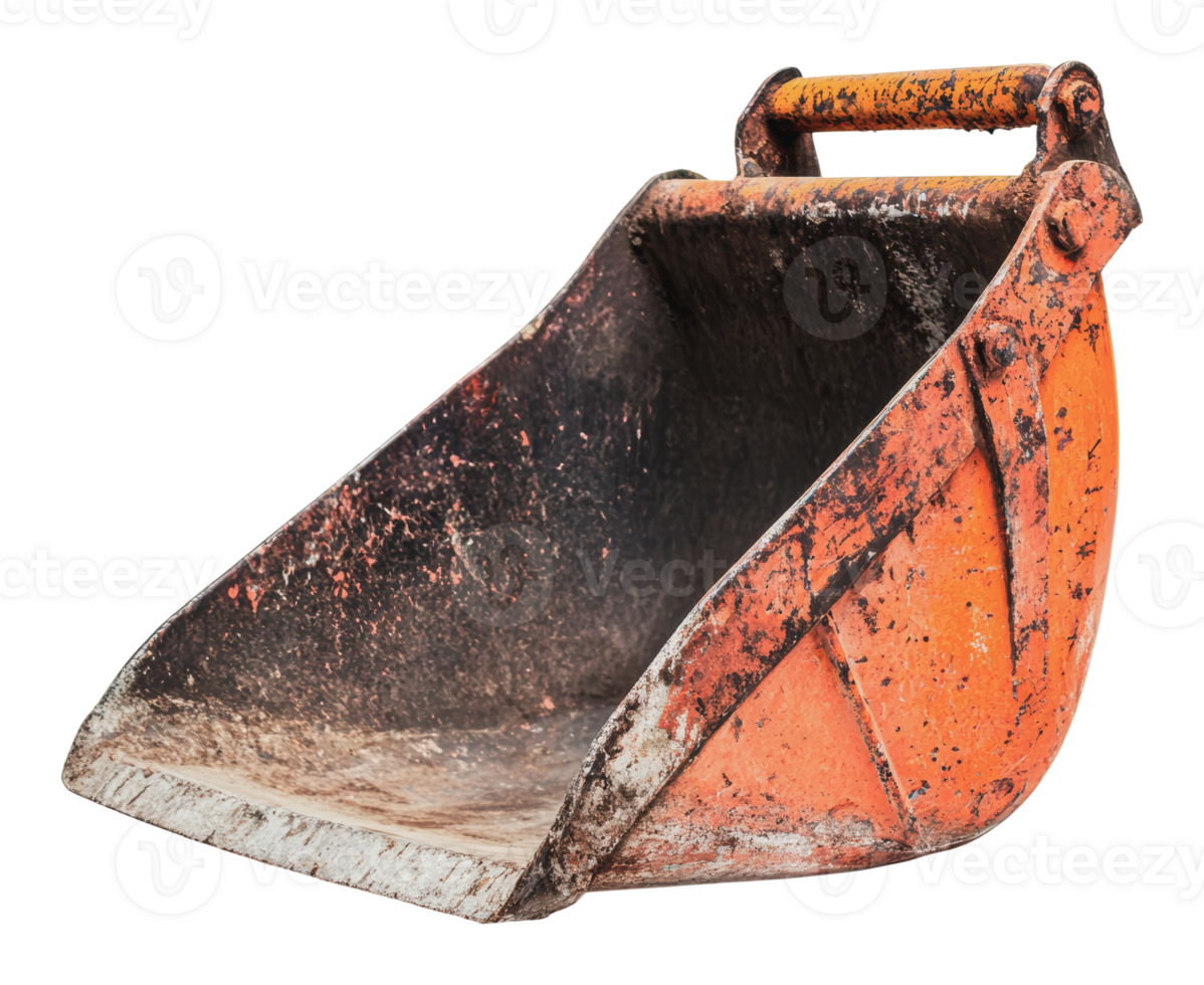 Excavator bucket showing signs of wear and use png