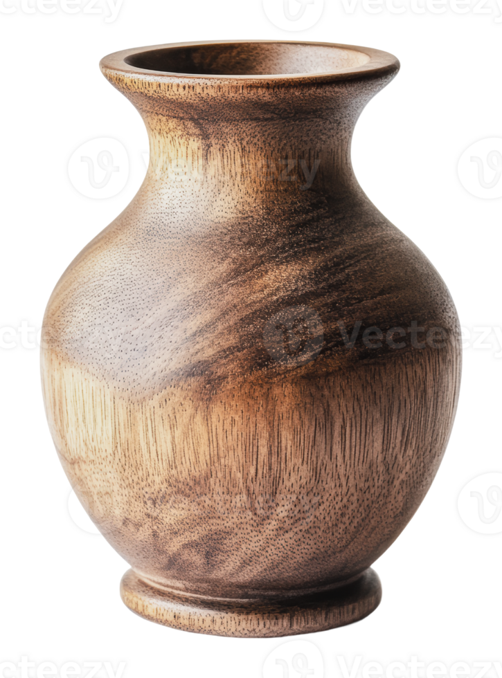Chic wooden vase with natural grain png