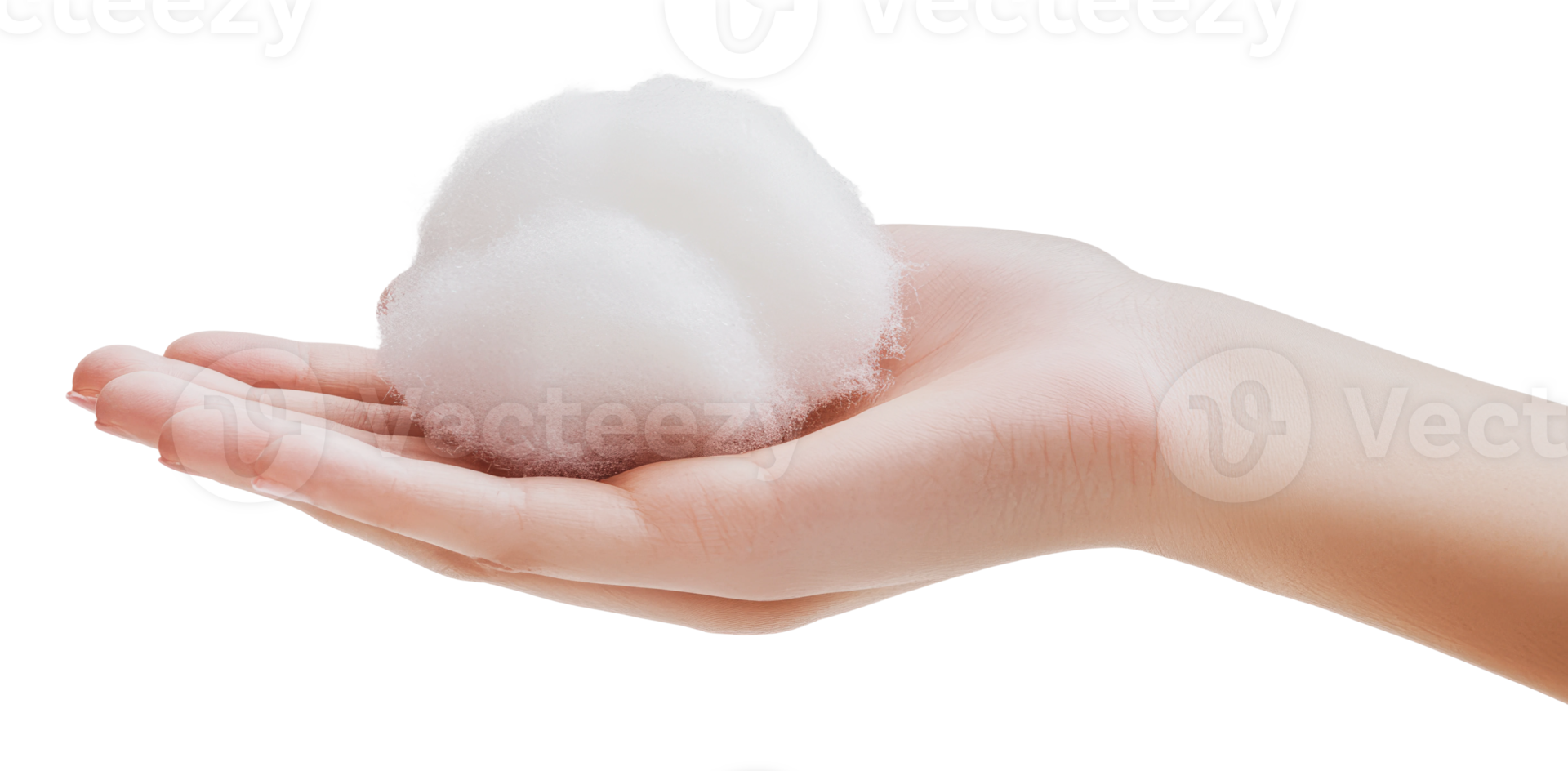 Soft foam resting on a hand in a bright setting png