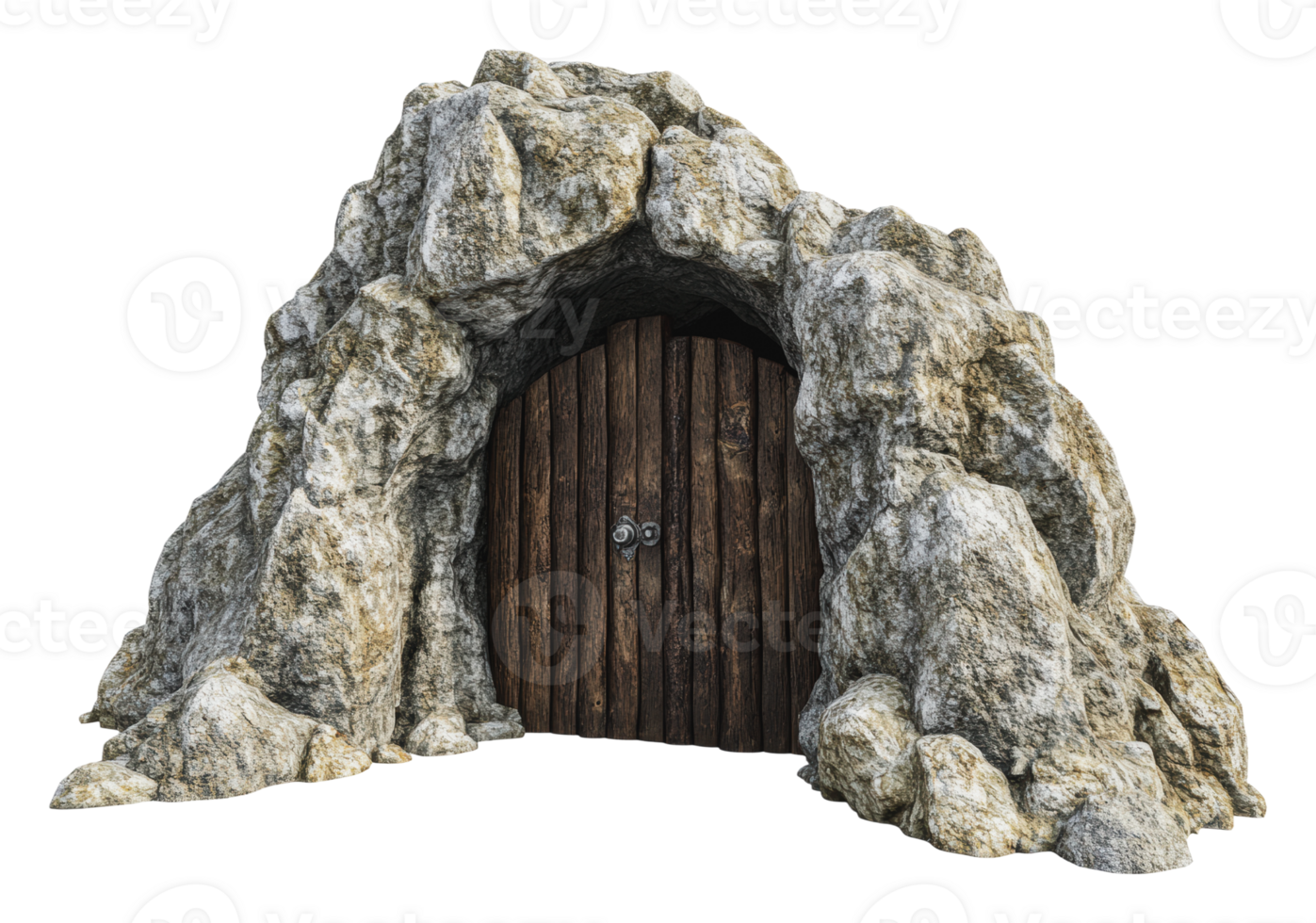 natuurlijk rots vorming met houten deur Ingang png