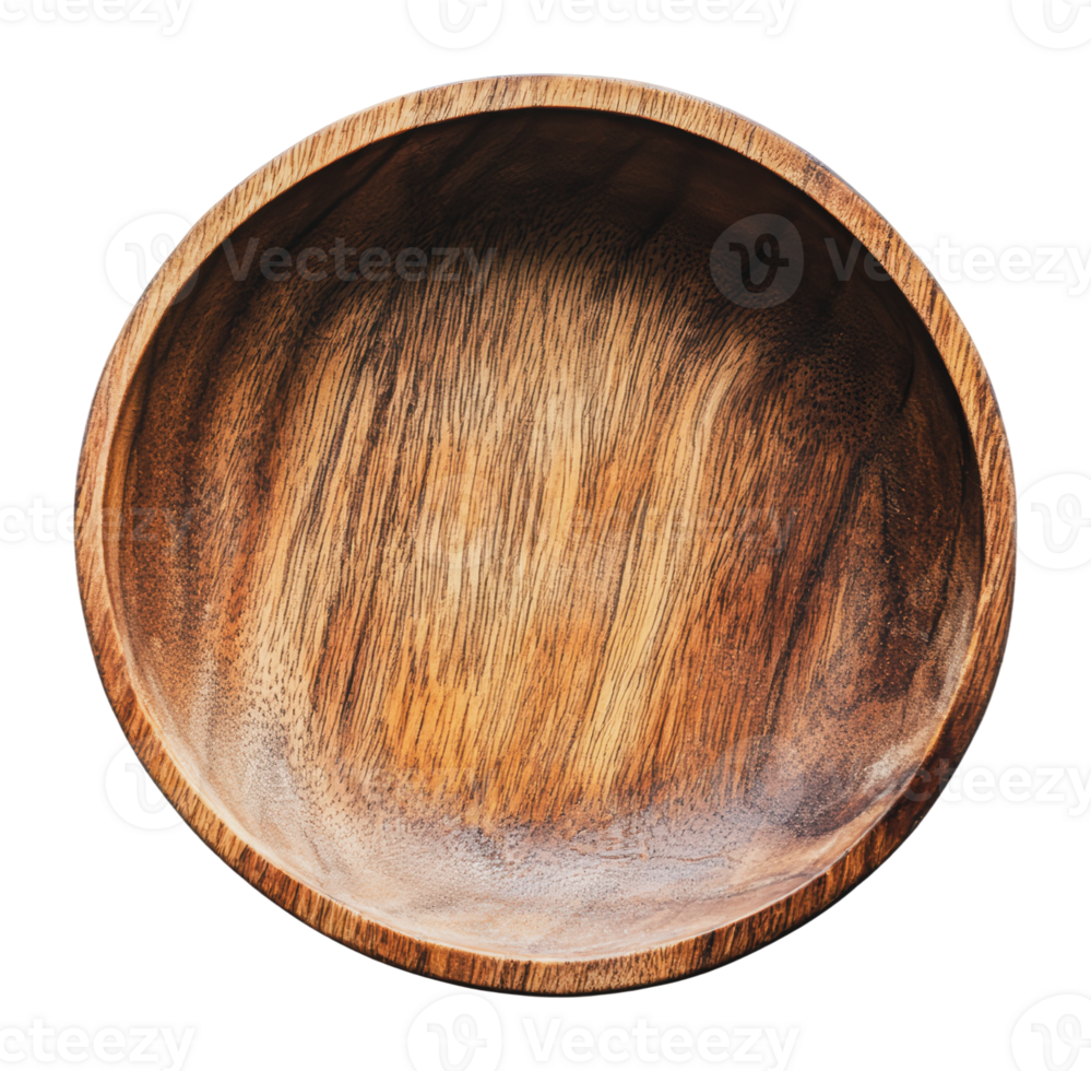Rustic wooden bowl displayed on a surface png