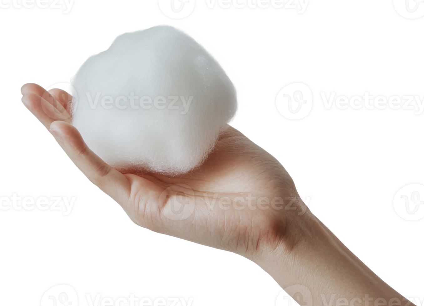 Soft cotton ball held delicately in a hand png