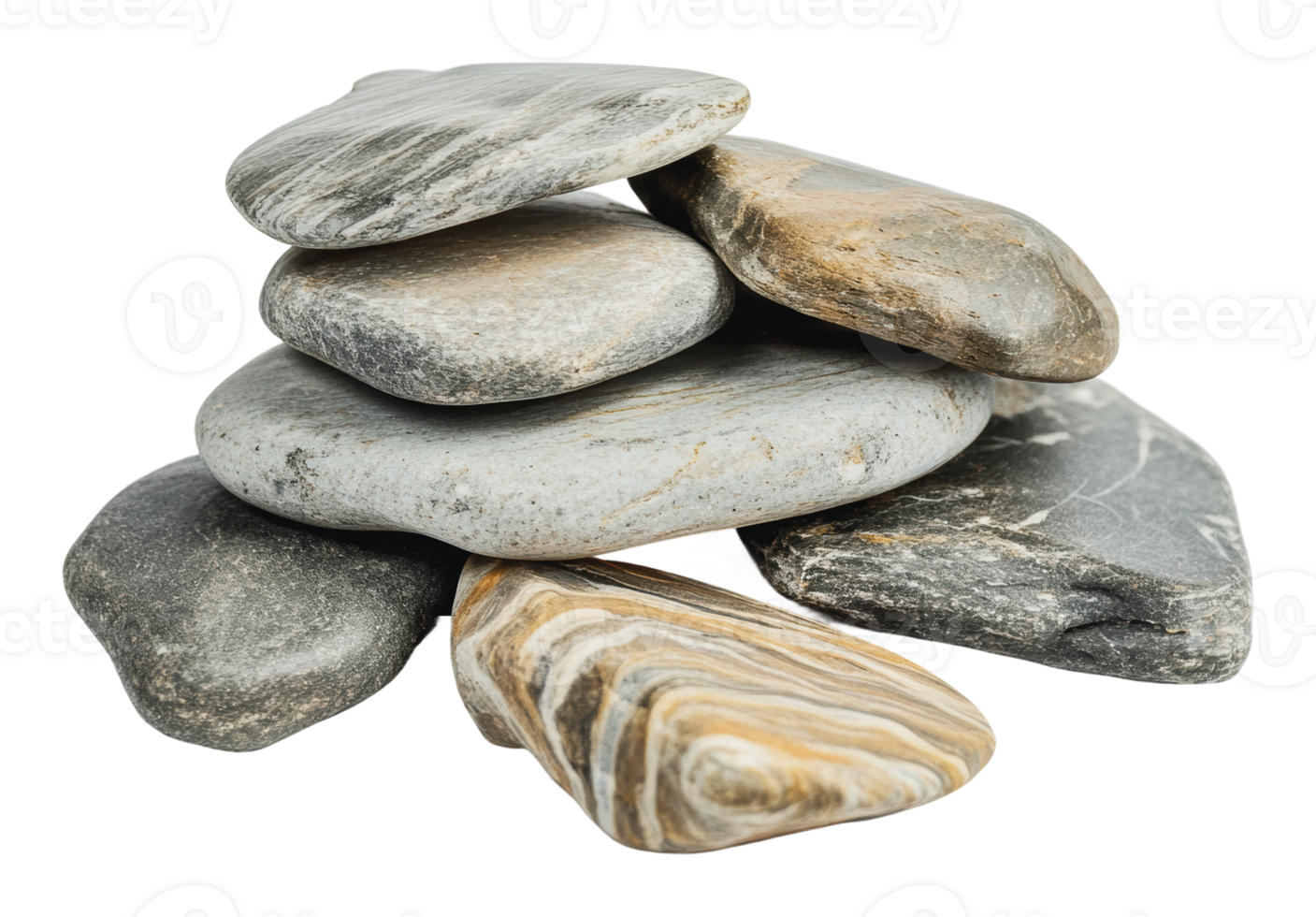 Pebbles arranged in a balanced stack at home png