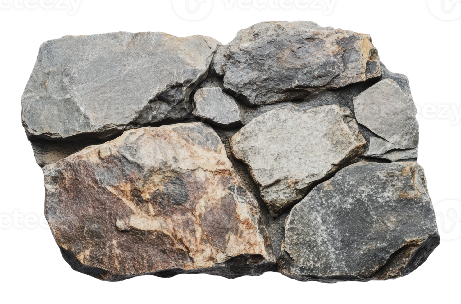 Natural stones with varied textures and colors png