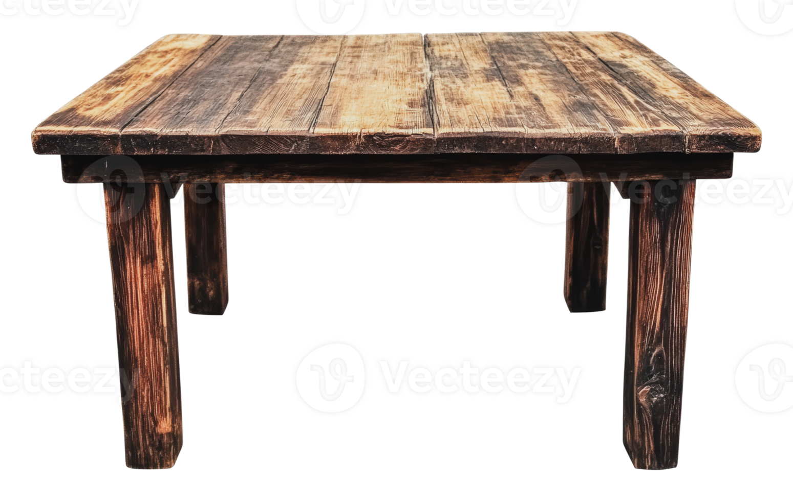 Rustic wooden table with sturdy legs png