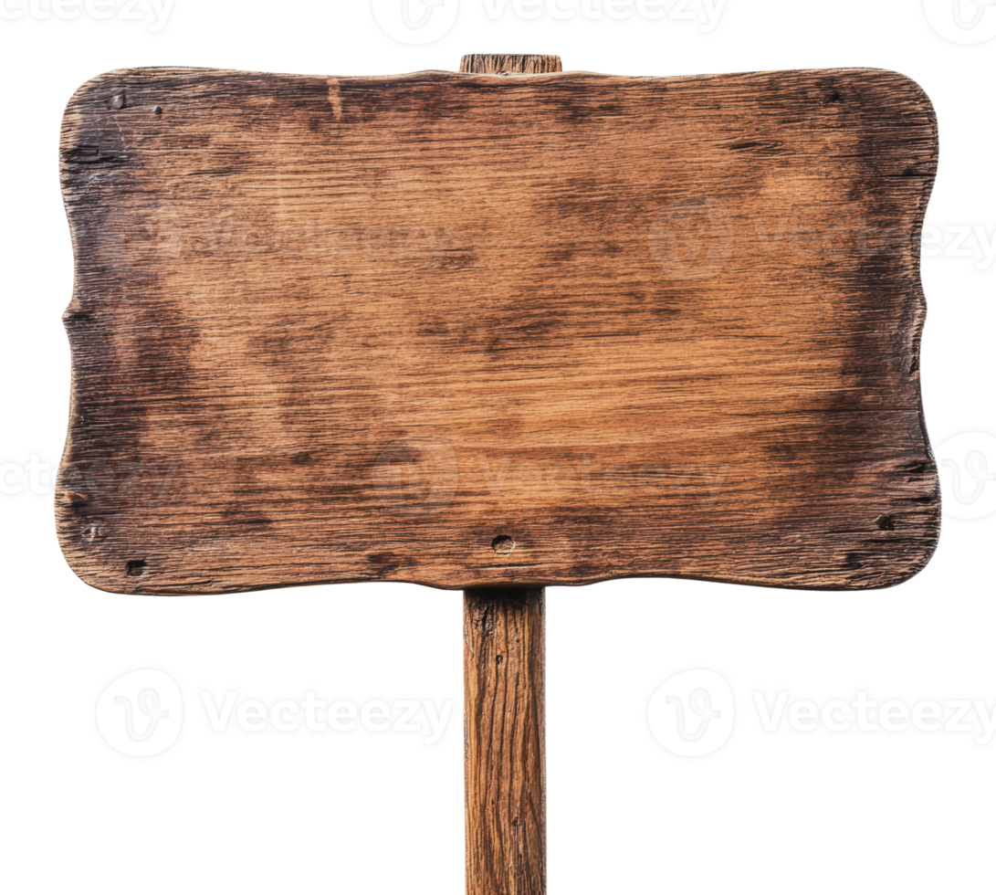 Wooden sign on a post in a rustic setting png