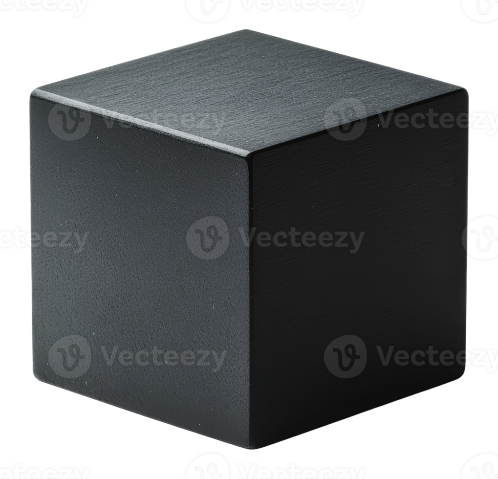 Simple black cube on a plain surface png