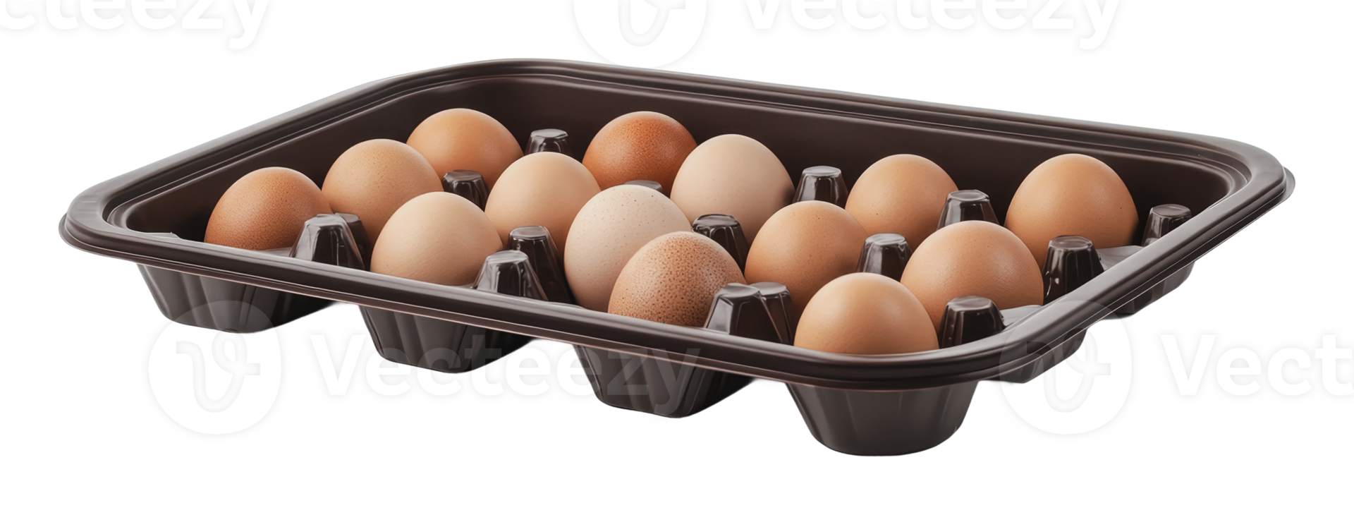 Fresh brown eggs in a plastic tray for sale png
