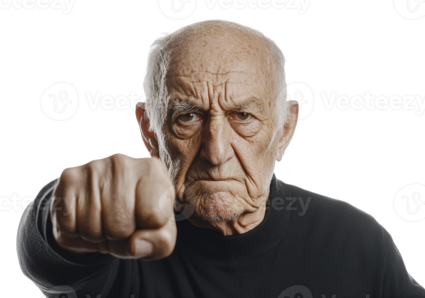 Elderly man with a determined fist png