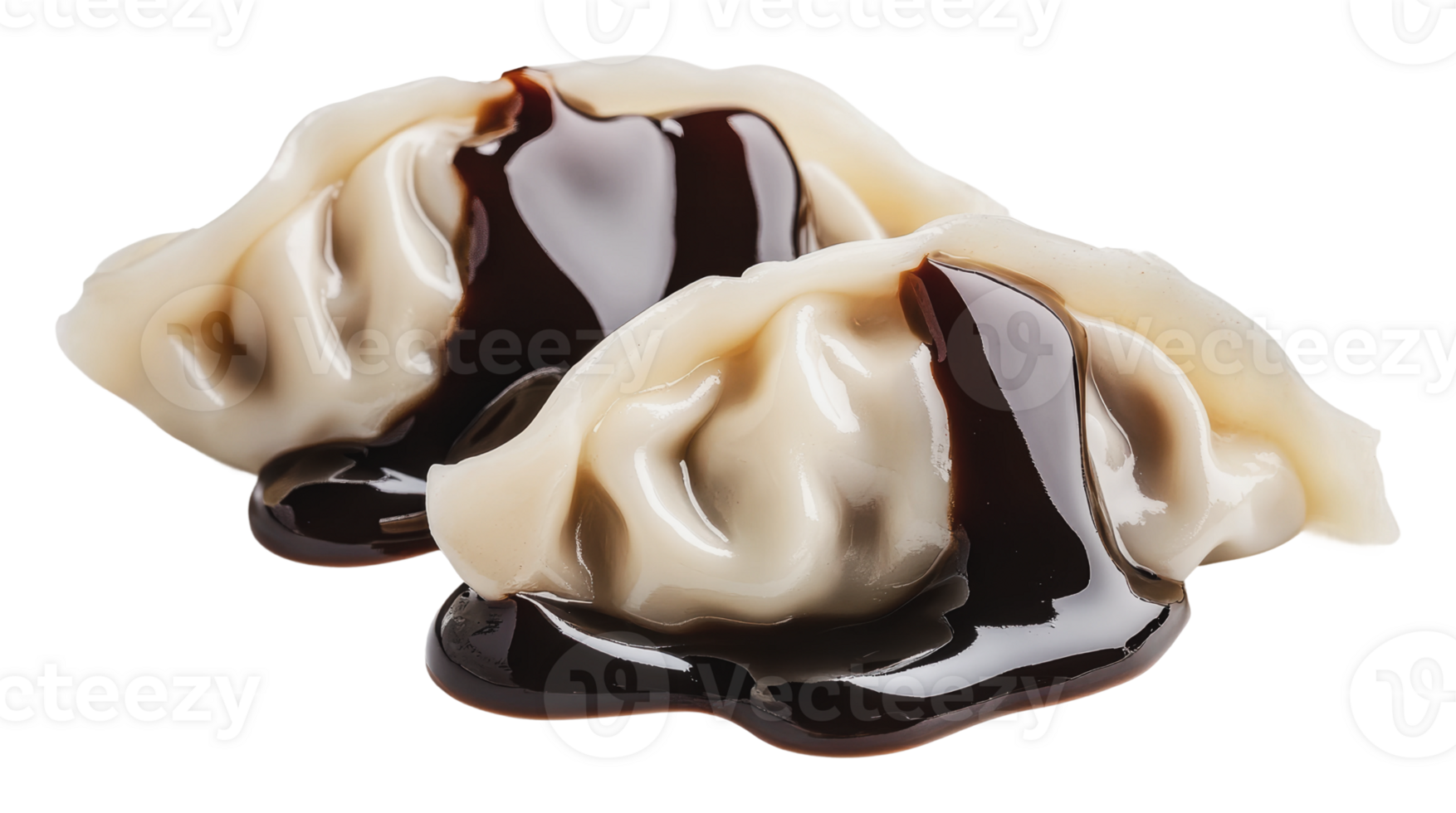 Delicious dumplings drizzled with rich sauce png