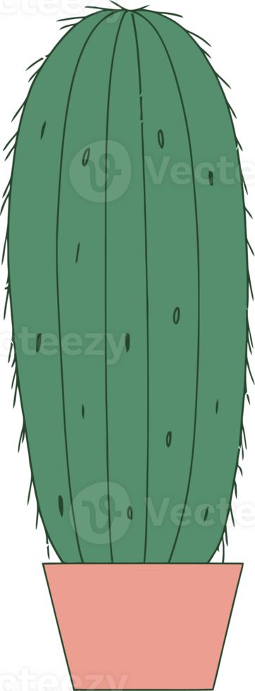 Illustrated Cactus in Pot - Modern Botanical Art for Home Decor and Design png