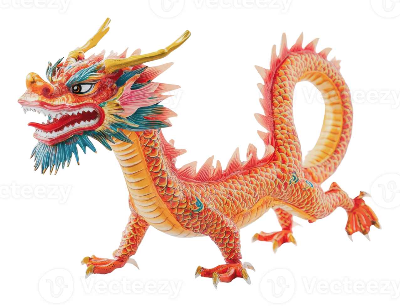 Colorful dragon figure displayed on a shelf png