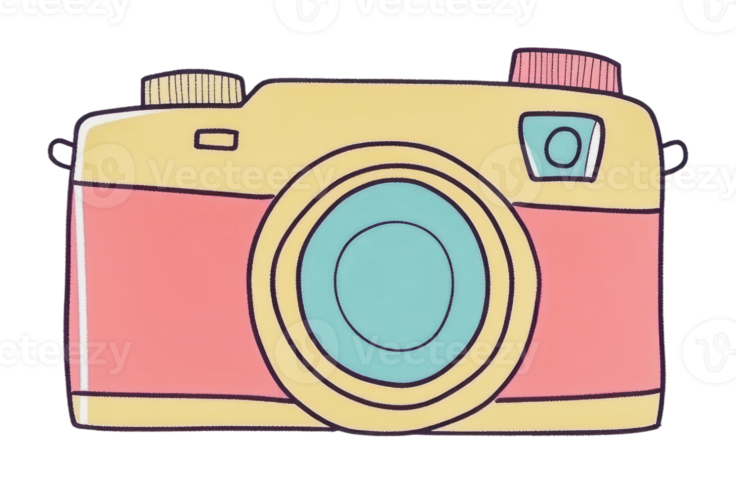 Colorful illustration of a vintage camera design png