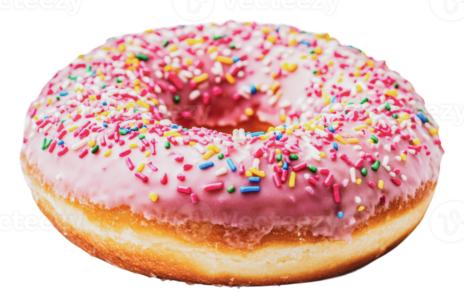 Pink frosted donut with sprinkles png