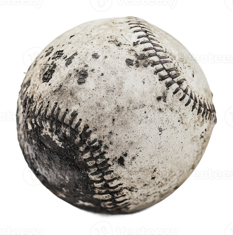 Old baseball with visible dirt and wear png
