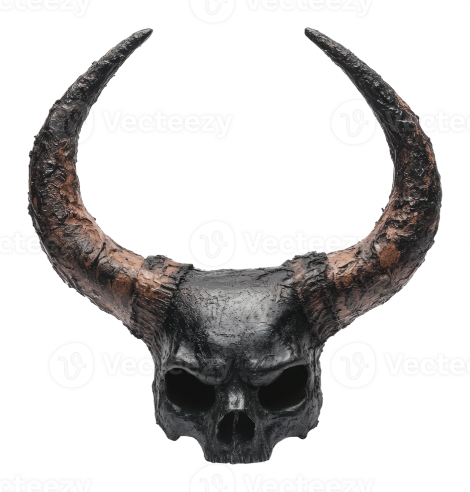 Horned skull sculpture for decorative display png