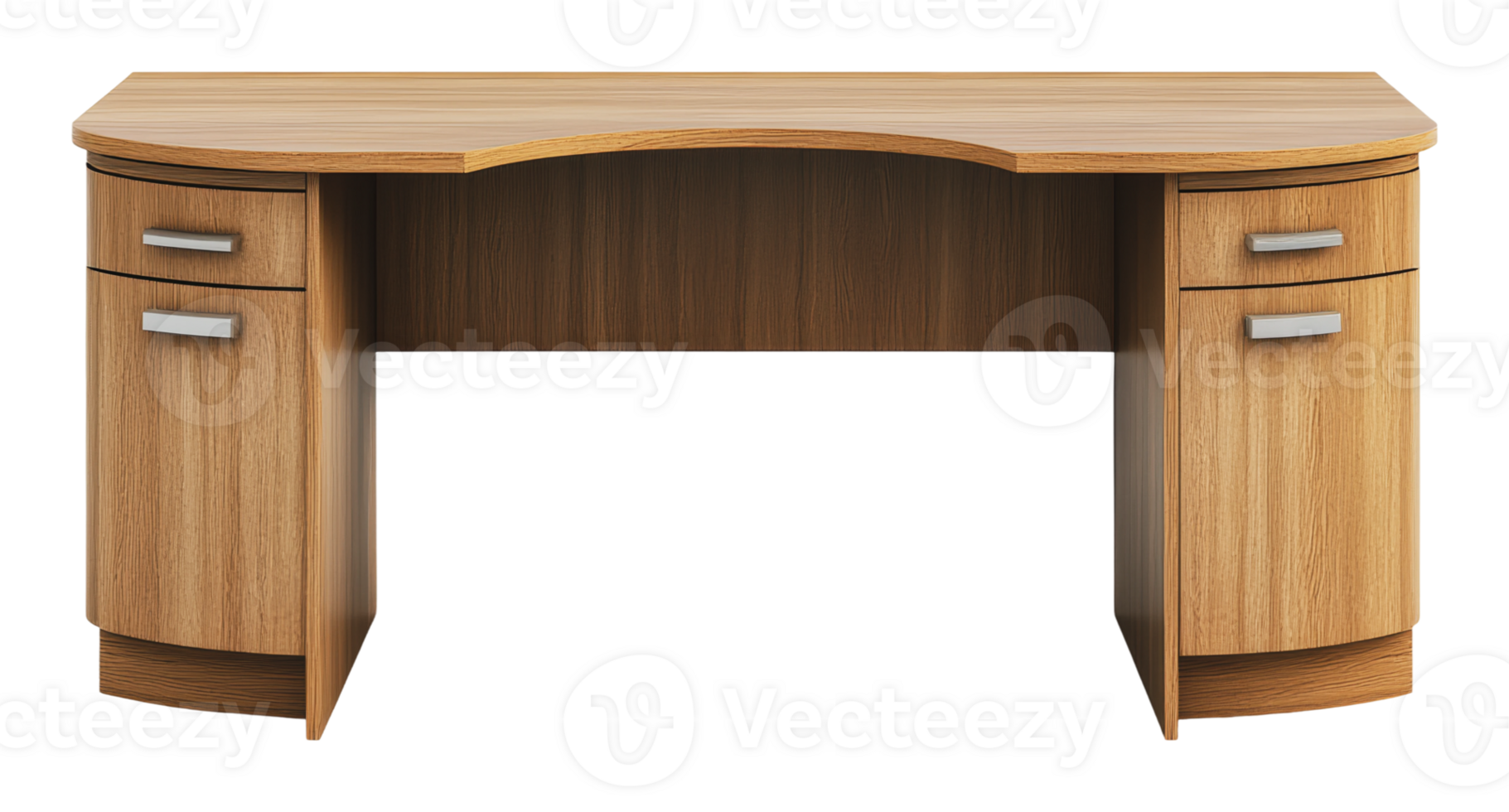 Simple wooden desk with storage compartments png
