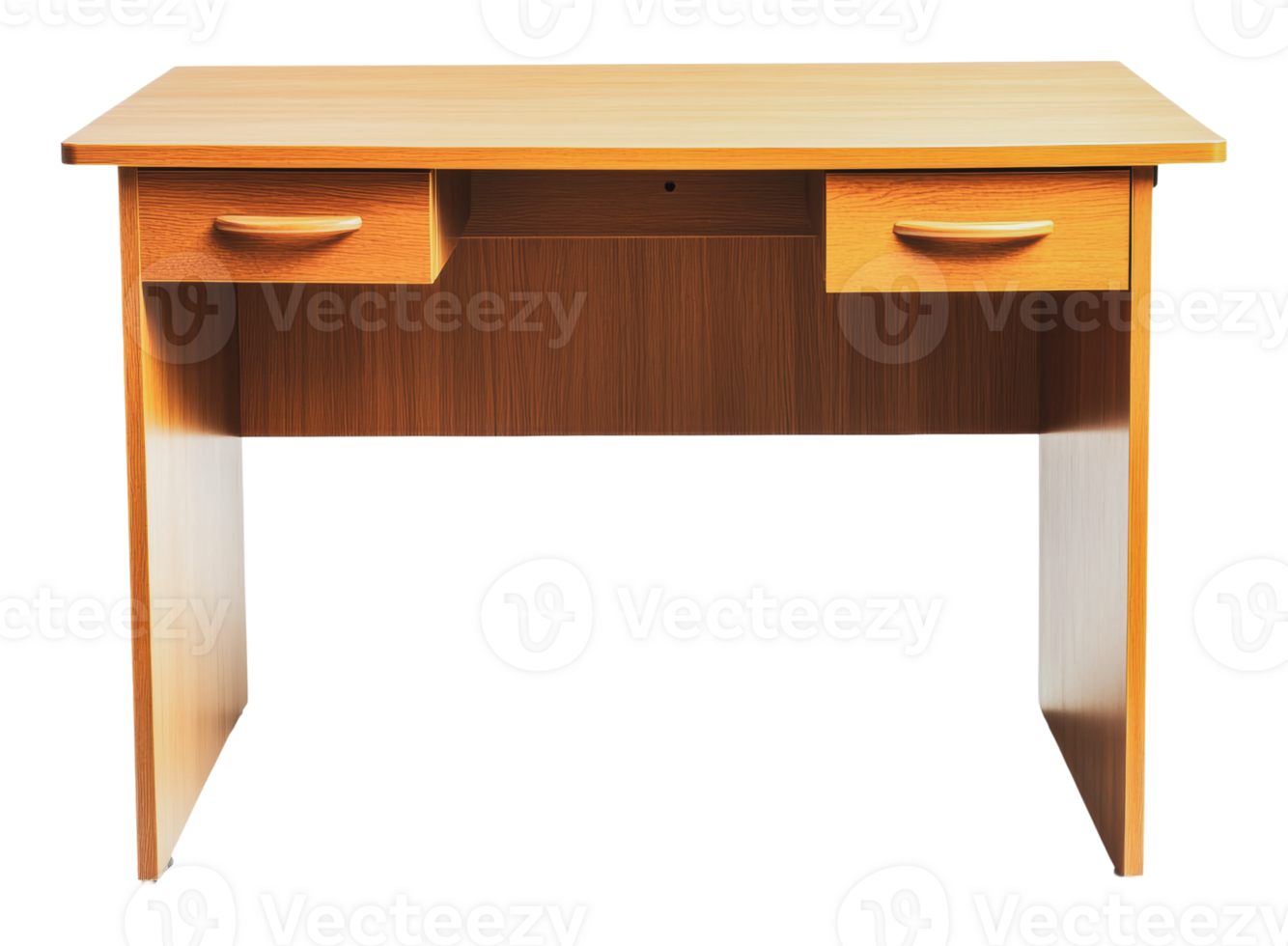 Simple wooden desk with two drawers for workspace png