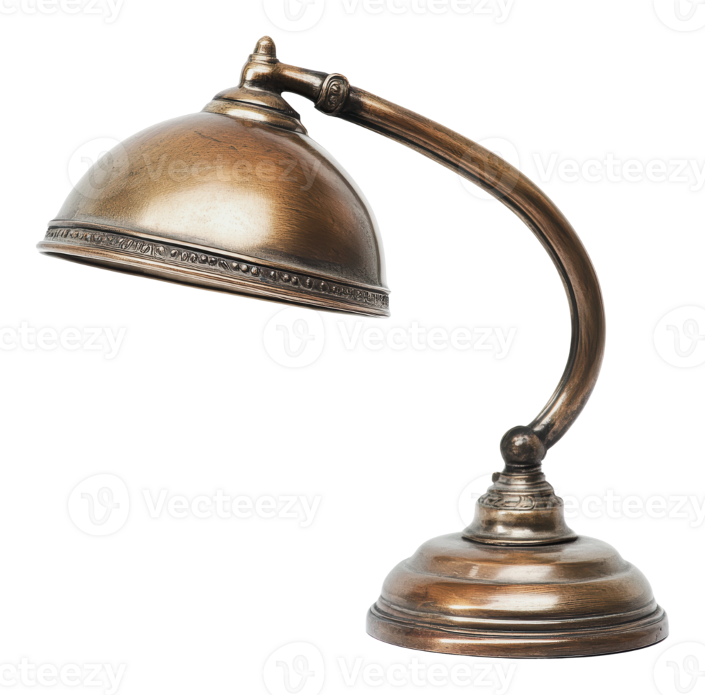 Antique desk lamp with elegant curved design png