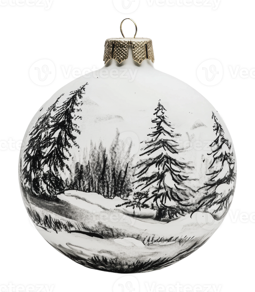 ornement avec hiver paysage avec des arbres png