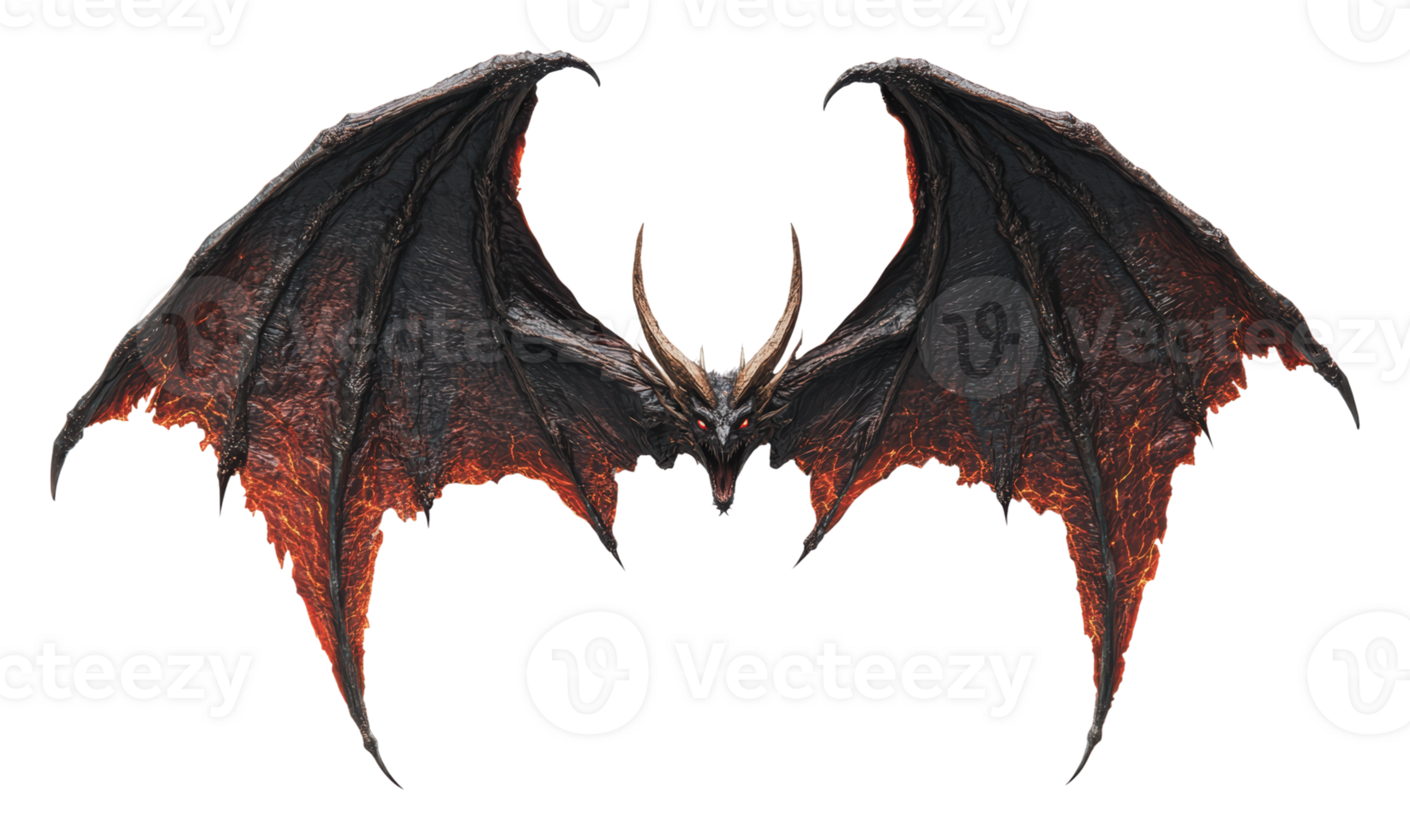 Mythical creature with massive wings and horns png