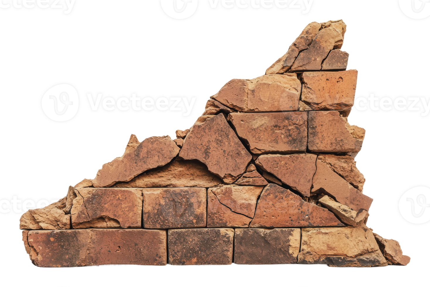 Brick wall fragment showing age and decay png