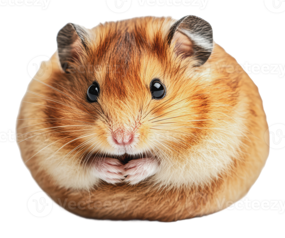 Cute golden hamster with fluffy fur on display png