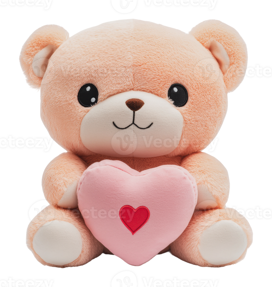 Cute bear holding heart plush toy shows affection png