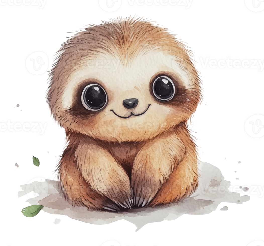Cute sloth character sitting on the ground png