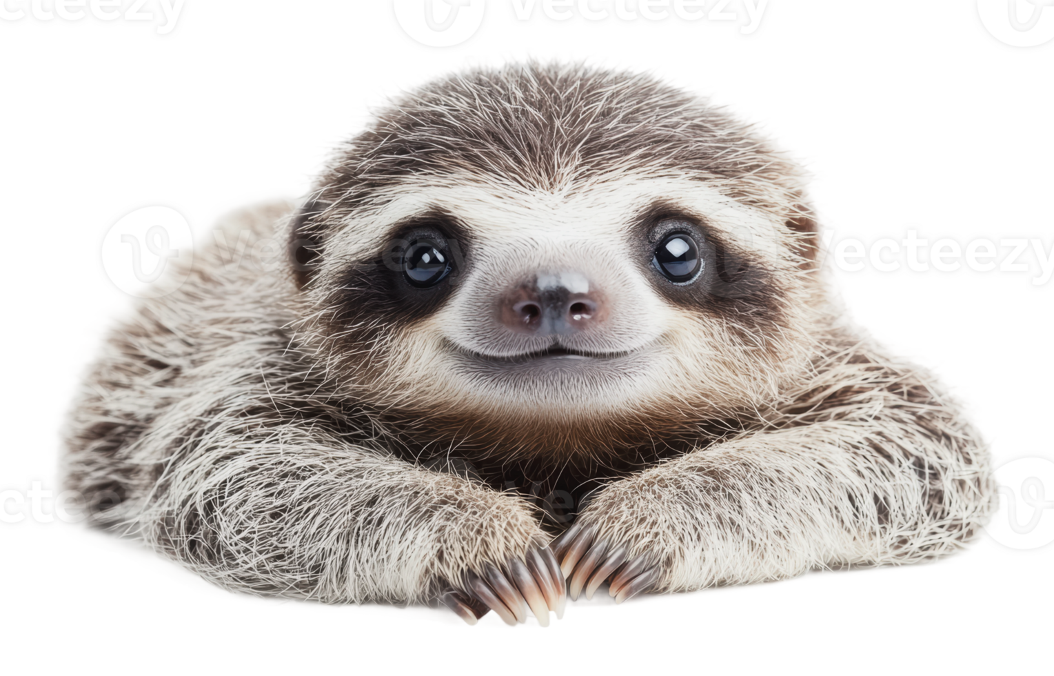 Cute sloth resting with a joyful expression png