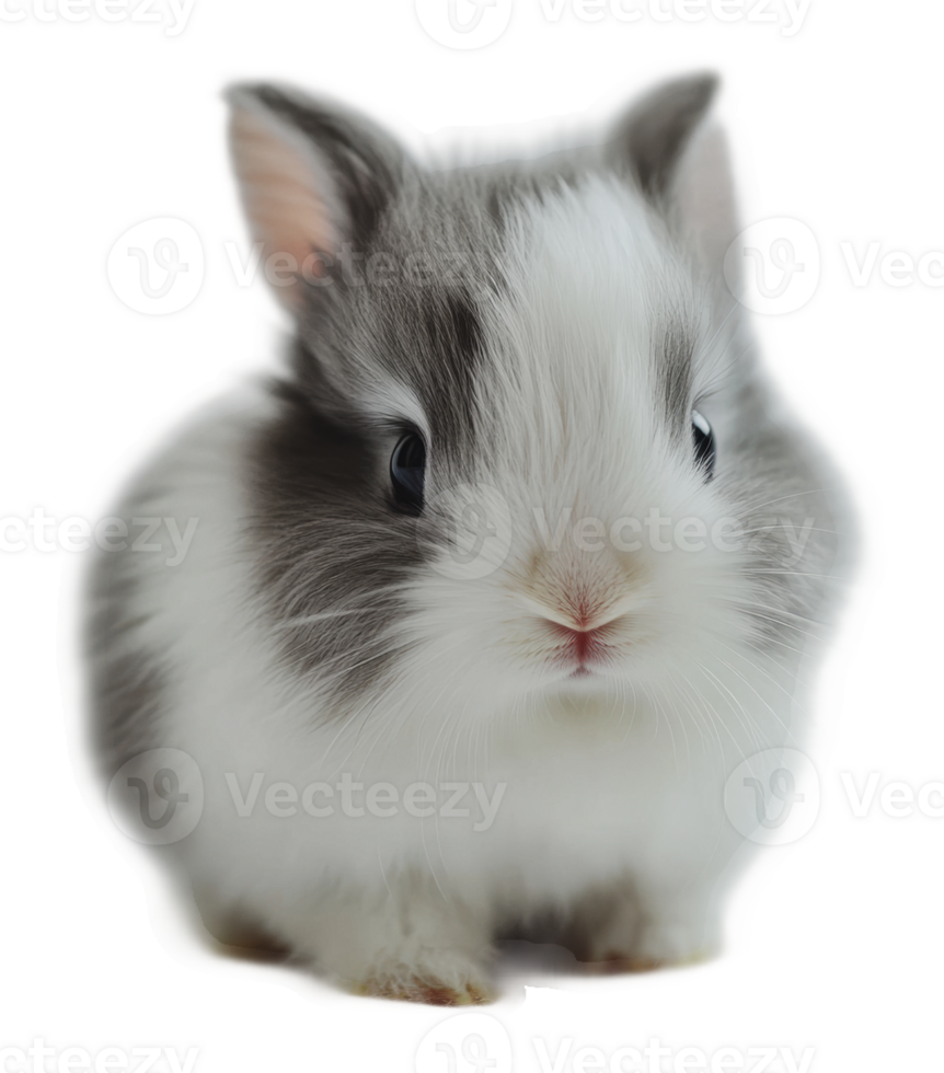 Cute fluffy bunny sitting on a soft surface png