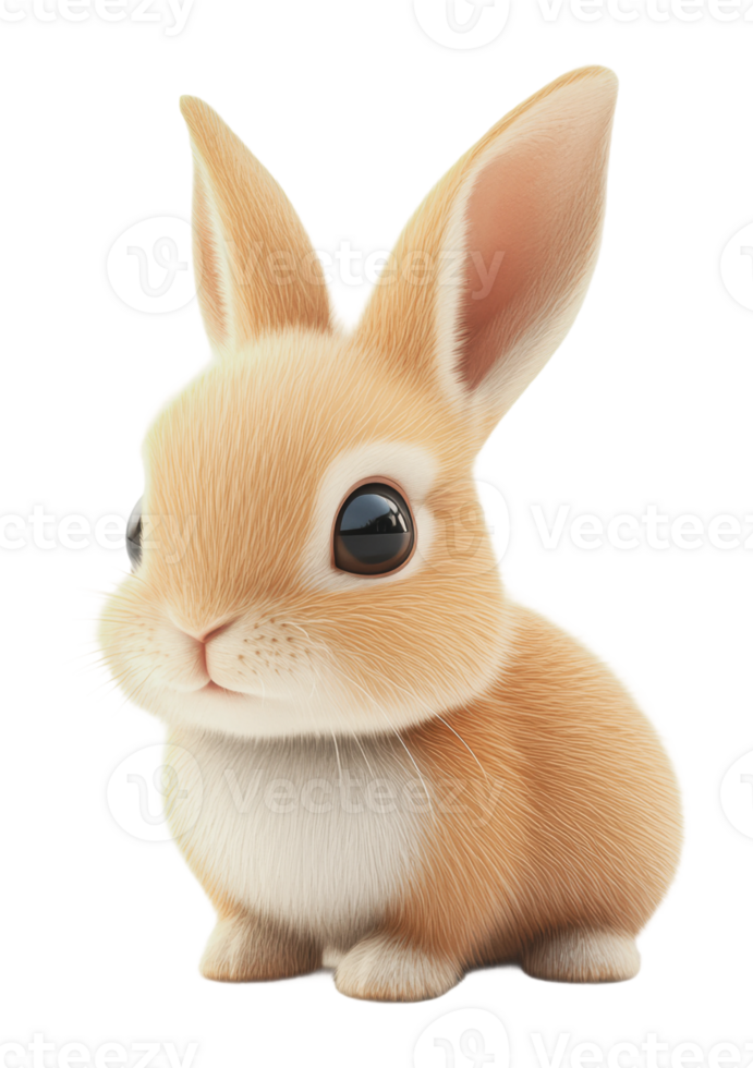 Cute fluffy rabbit with big eyes sitting quietly png