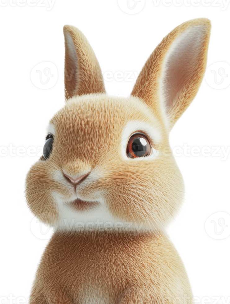 Cute rabbit with fluffy fur and bright eyes png