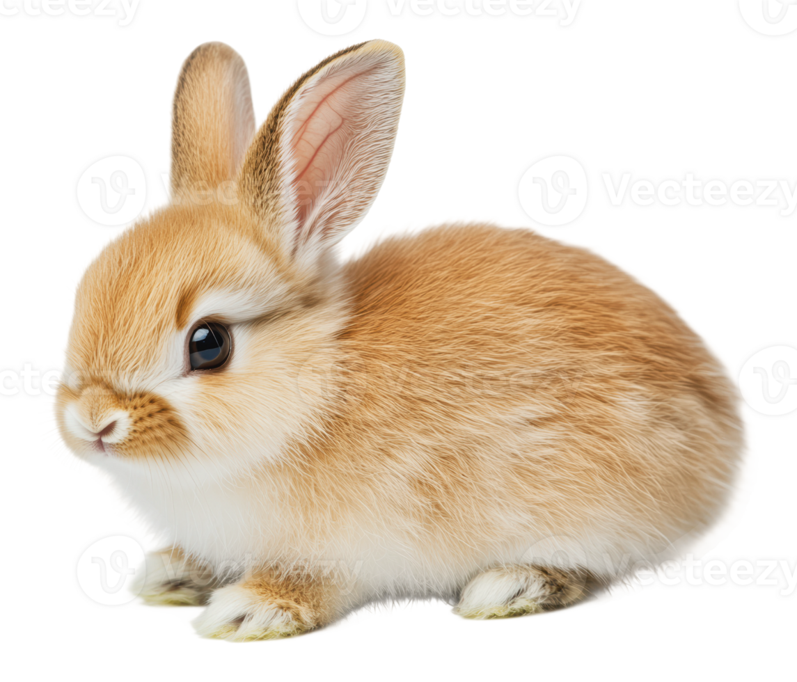 Cute brown rabbit sitting on a white background png