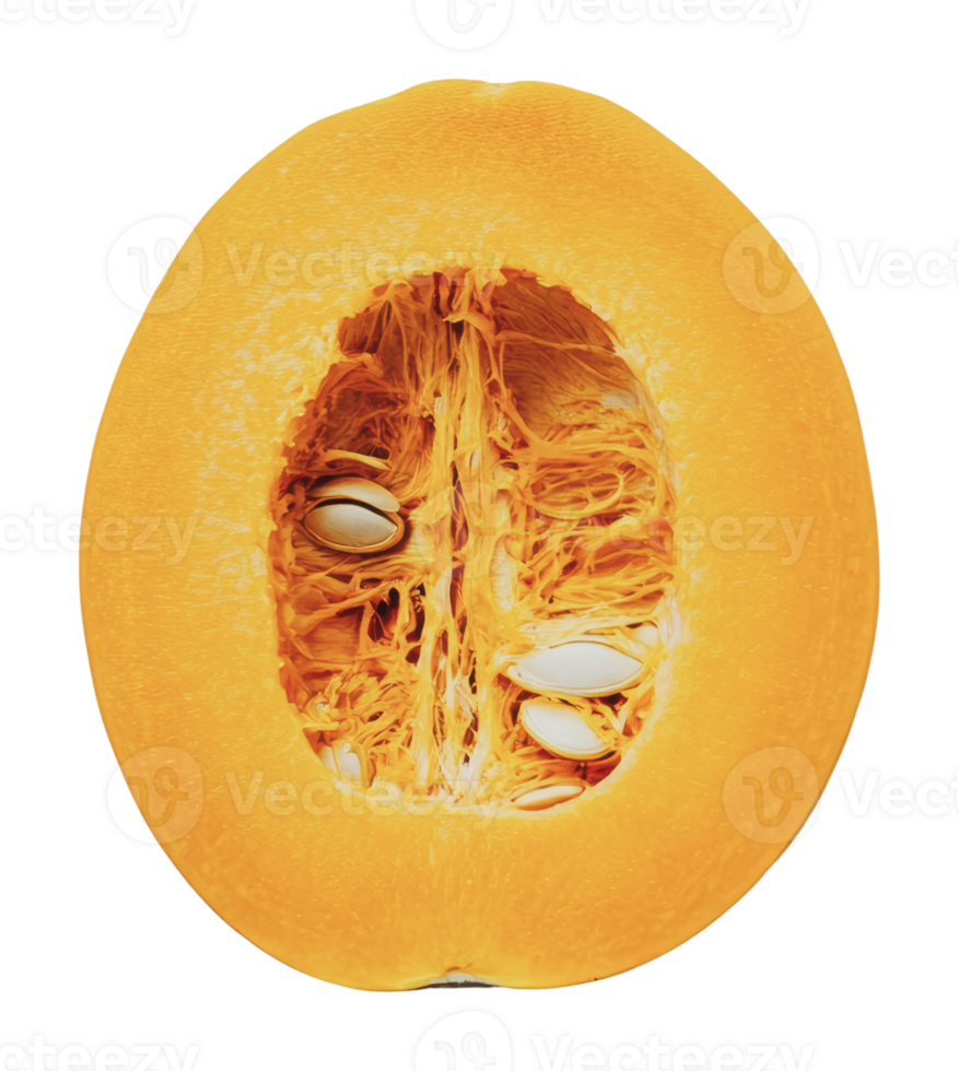 Cut open squash revealing seeds and pulp texture png
