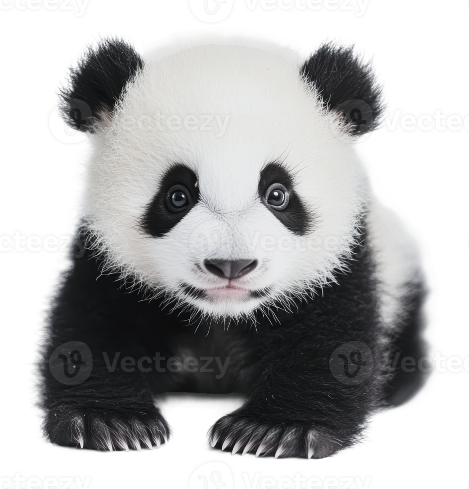 Panda cub exploring playfully png